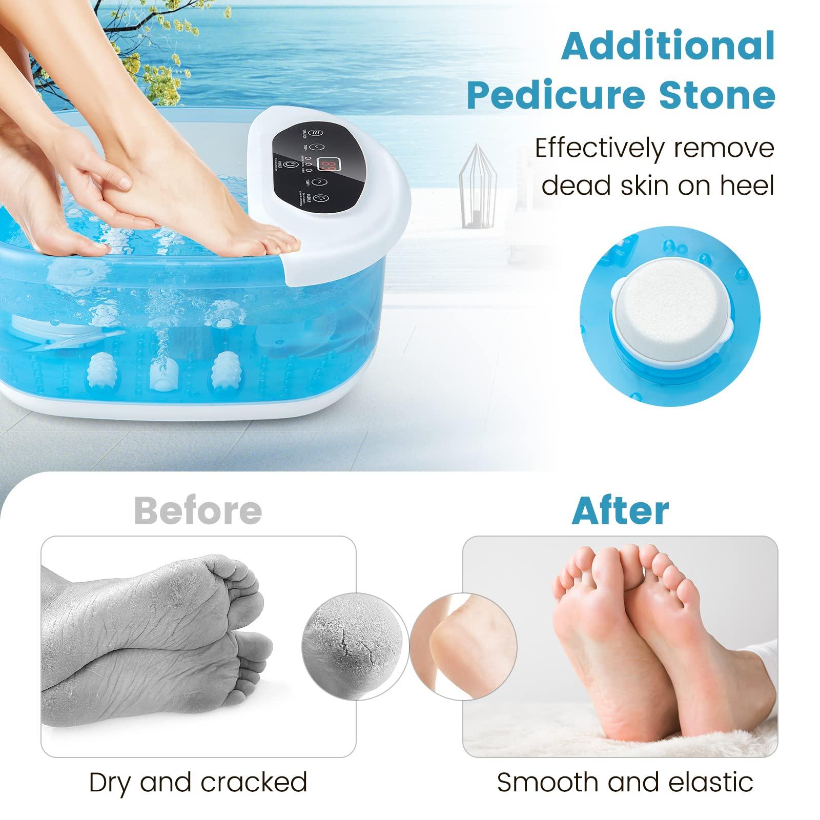 COSTWAY COSTWAY Foot Spa Bath Massager, with Heat, Bubbles & Vibration Mode, 12 Rollers & Pedicure Stone, Mini Acupressure Massage Points, Digital Temperature Control (Blue)