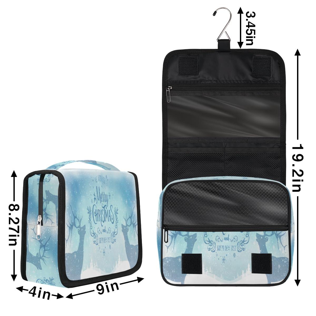POFATO POFATO Snowflake Moose Christmas Travel Toiletry Bag Cosmetic Makeup Bag for Women Men Hanging Hook Wash Toiletries Portable Toiletry Bags Organizer