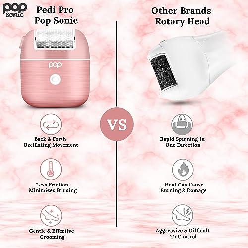 Pop Sonic Pedi Pro Electric Foot File - Electric Callus Remover for Feet - Pedi Spa Foot Exfoliator Tool for Men/Women (Rose Gold)
