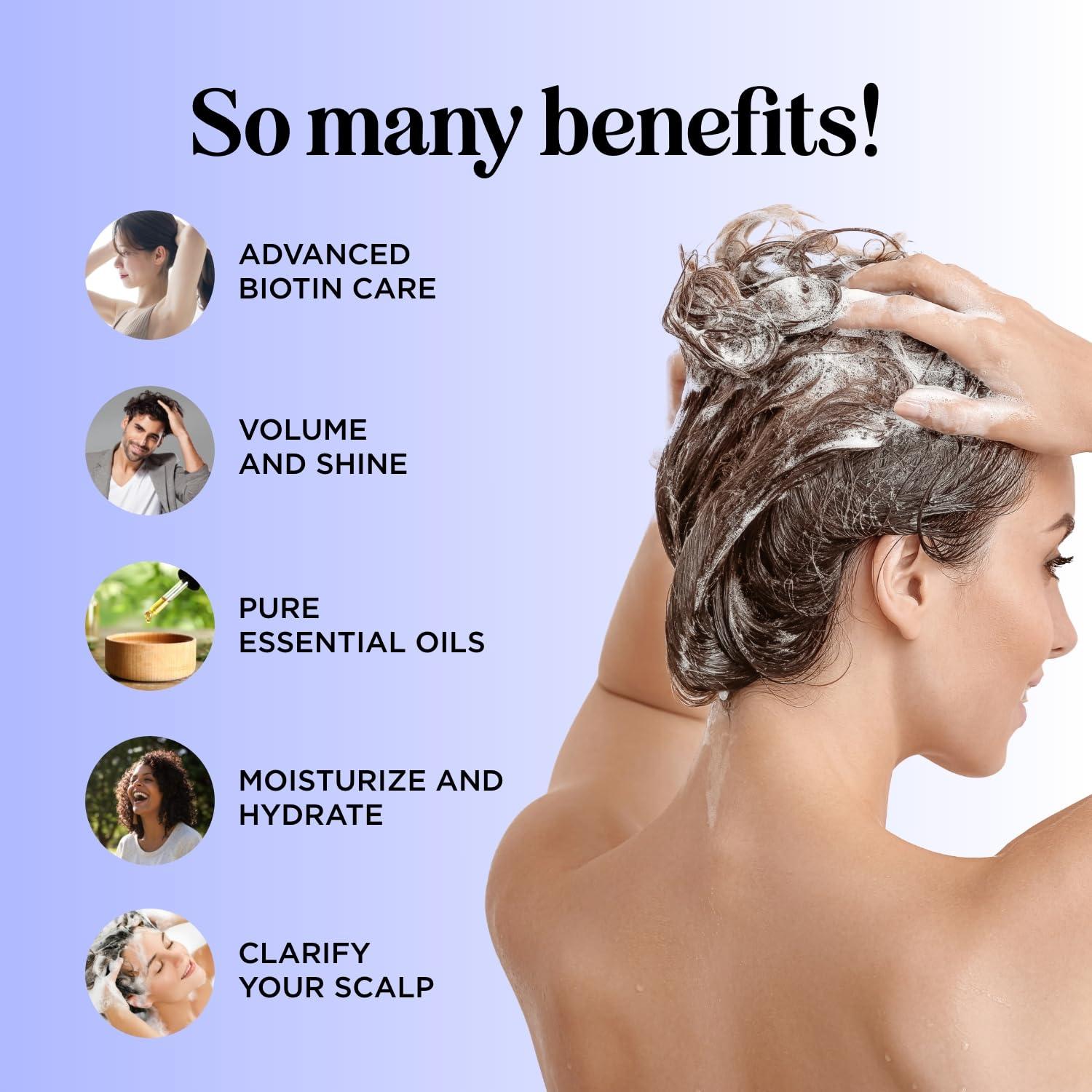 HONEYDEW Biotin and Rosemary Shampoo for Thinning Hair - Sulfate Free Biotin Shampoo for Men with Hair Thickening Essential Oils - Deep Cleansing Volumizing Shampoo for Thin Hair with Zinc and Tea Tree Oil