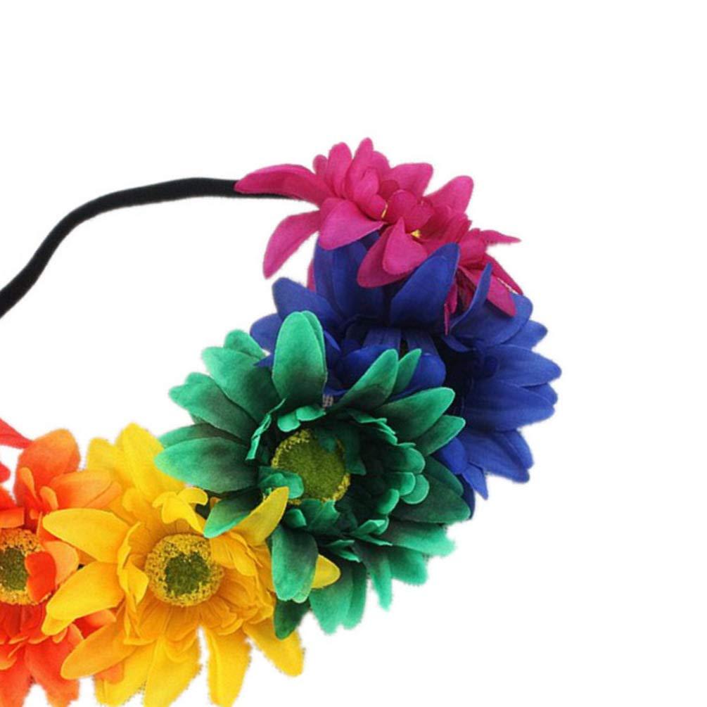 TENDYCOCO 4pcs Hawaiian Headband Sunflower Headband Yellow Headband Orange Headband Colorful Headband Holiday Garland Sun Flower Headgear Hair Accessories Wreath Vacation Hair Ring