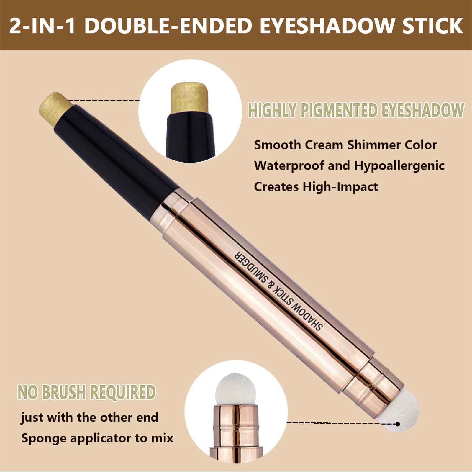 LGSZGDCN Gold Eyeshadow Stick Makeup Metallic And Matte Shimmer Cream Eye Shadow Pencil Crayon Smooth Glitter Primer Palette Long Lasting Waterproof Highlighter Hypoallergenic Eye Liner