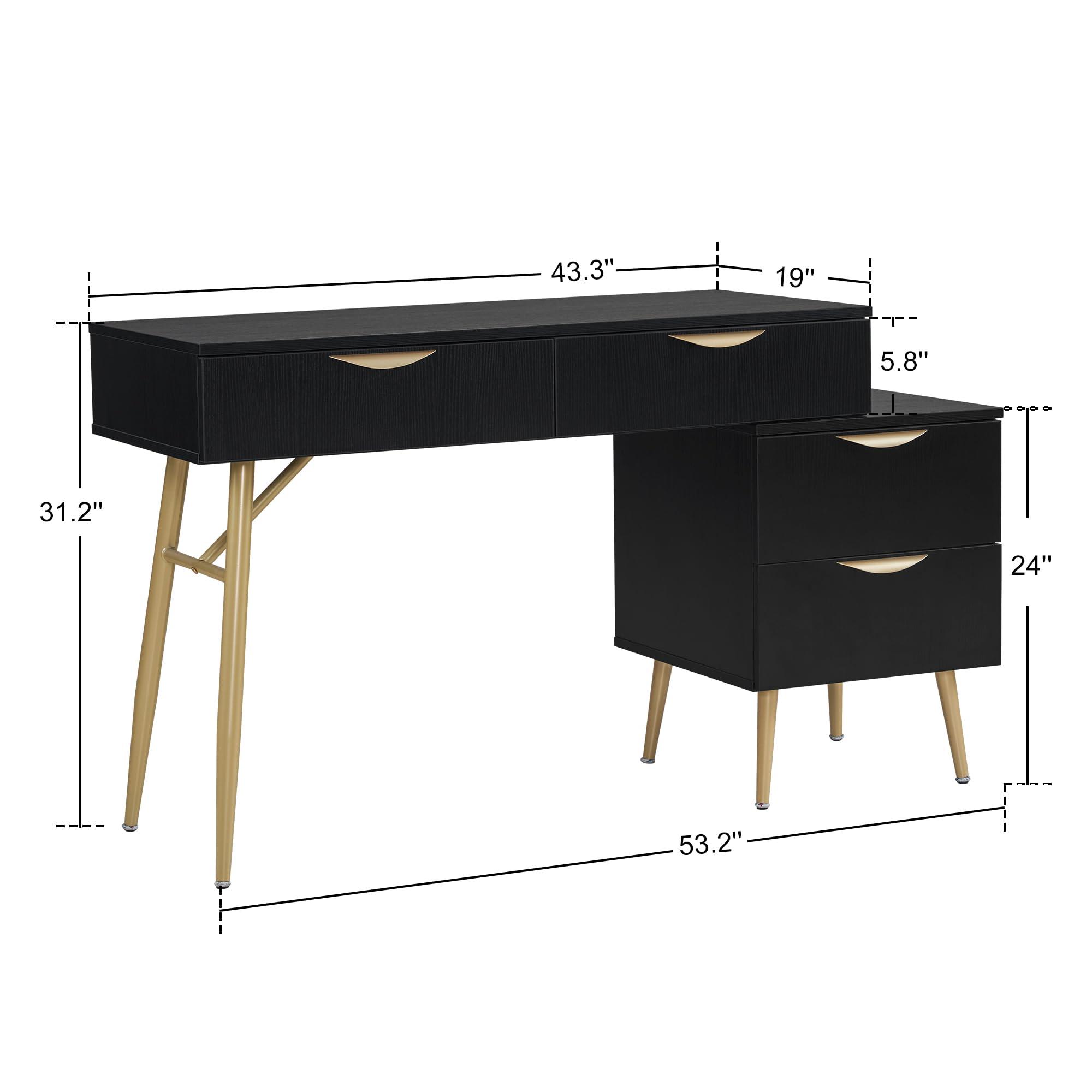 BarberPub BarberPub Salon Spa Station for Hair Stylist, Barber Station with Metal Support Legs and Golden Handles, Wall Mount Styling Cabinet, Beauty Storage Organizer 3174 (Black)