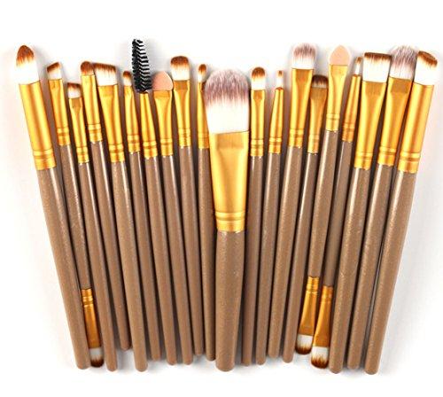 DISAAR Beauty 20pcs Makeup BRUSHES Kit Set Powder Foundation Eyeshadow Eyeliner Lip Brush NEW … (WHITE + GOLD)