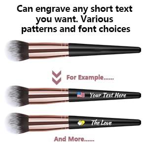 Vebermo Personalized Gift Custom Makeup Brush Set with Custom Brush Case, 18 Pcs Premium Synthetic Personalized Makeup Brushes Foundation Eyeshadow Brush Powder Blush Concealers Brush Set(Blackgold)