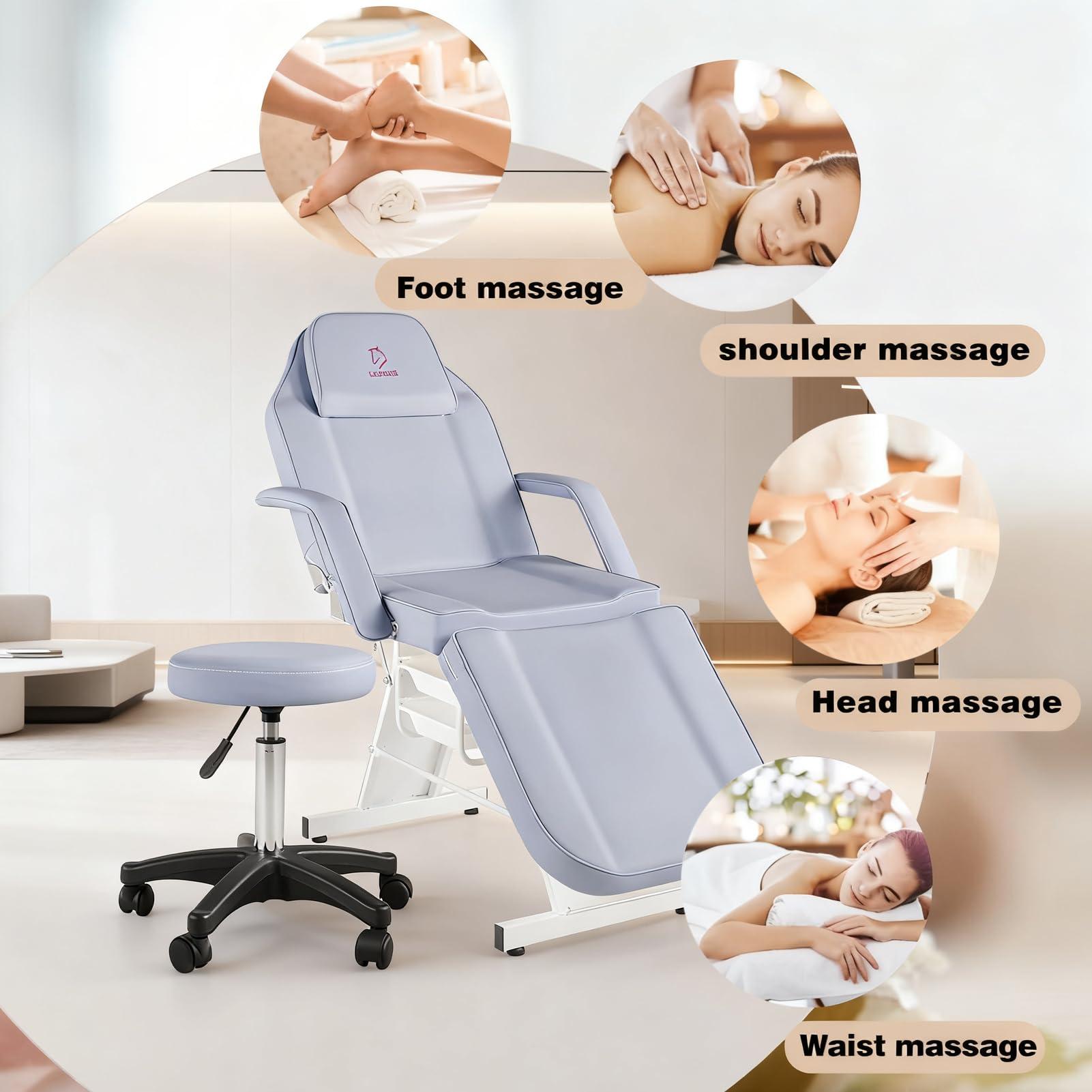 LUXMARS LUXMARS Facial Chair Massage Table 73in 3-Section Multipurpose Massage Bed Professional Tattoo Table Salon Spa Equipment for Facial Spa Beauty Spa Salon Equipment-Purple