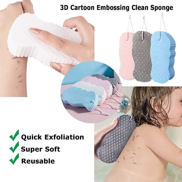 Wenylsam Ultra Soft Bath Body Shower Sponge, Super Soft Exfoliating Bath Sponge, and Dead Skin Remove Reusable Clean for Children Adults Pregnant Women-Blue
