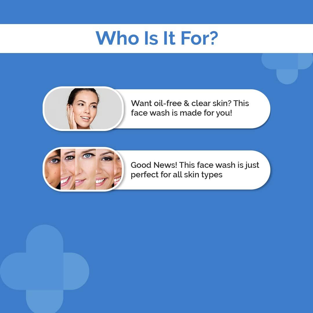 The Derma Co The Derma Co Oil-Free Daily Face Wash for Clear & Hydrated Skin | Gently Exfoliates & Removes Excess Oil | Hyaluronic Acid Helps Fight Post-Wash Dryness | 3.38 Fl Oz/100ml