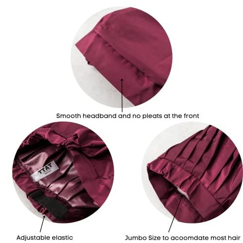 TTAT Try This an That TTAT Shower Cap Jumbo Size for Men & Women With Afro, Long Dreadlocks, Locs, Box Braids, Coily, Voluminous & Long Hair, Waterproof, Washable, Reusable & Adjustable (Maroon)