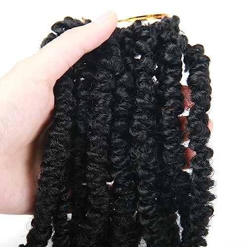 ROSESSEA 8 Packs/lot Passion Twist Crochet Hair 14 Inch Short Pre Looped Passion Twist Crochet Braids Bohemian Spring Twist Crochet Braiding Hair Curly End Wave Senegalese Twist Hair Extension For Women