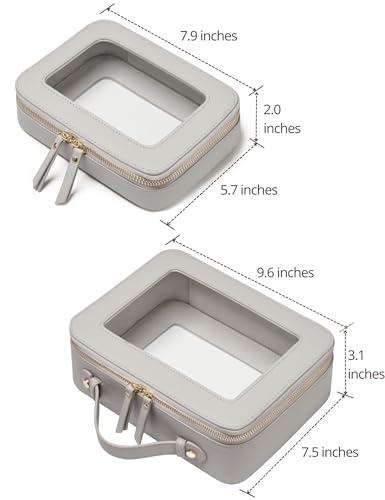 Popvibe Popvibe Slim Makeup Brush Bag Travel Clear Toiletry Bag for Women Cute Make Up Bag for Traveling Cosmetic Bag Organizer Waterproof Tansparent Beauty Makeup Case Blue Gray