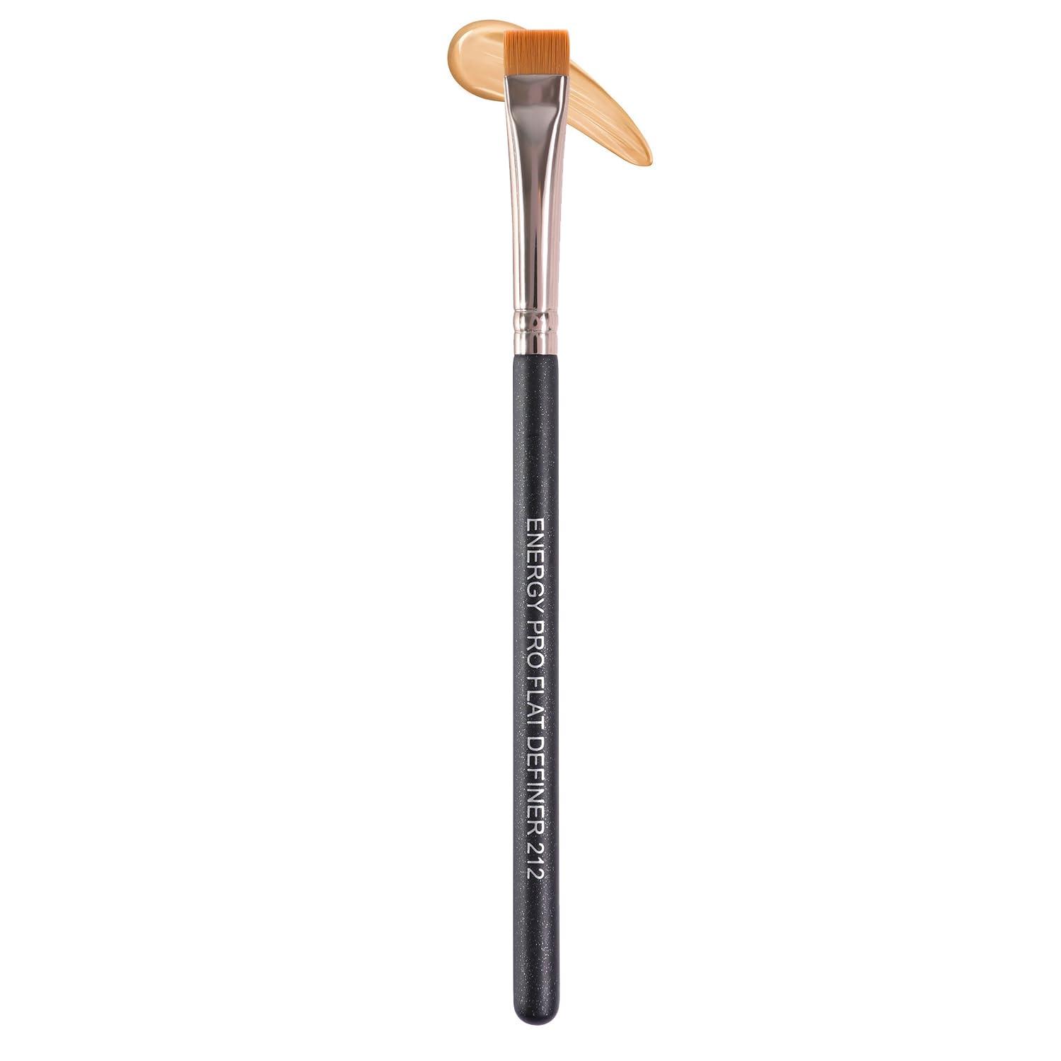 ENERGY ENERGY Flat Concealer Brush for Eyeliner Eyebrows Defining Precision Lash Liner Brow Concealing with Gel Cream Firm Stiff Thin Synthetic Bristle Flat Definer Brush