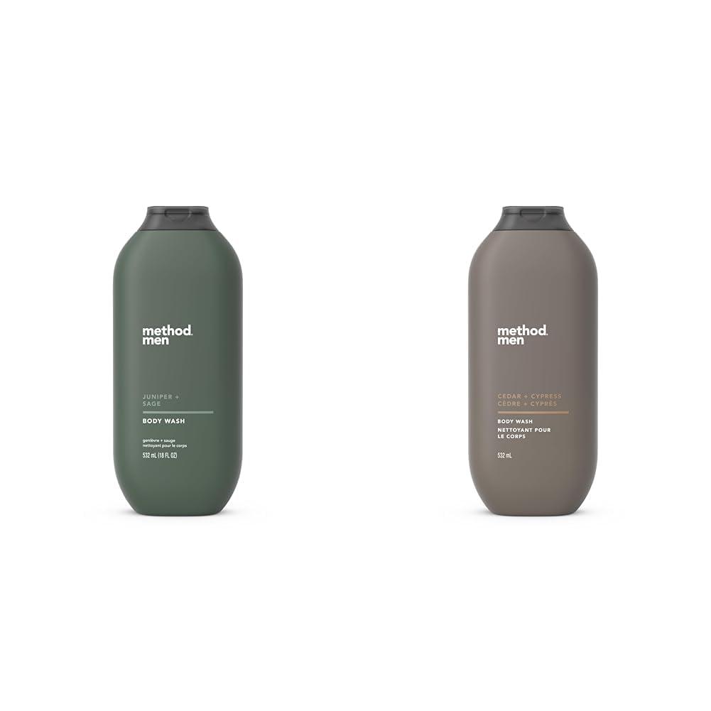Method Method Men Body Wash, Juniper + Sage and Cedar + Cypress Scents, 18 fl oz Bottles (Packs of 1)