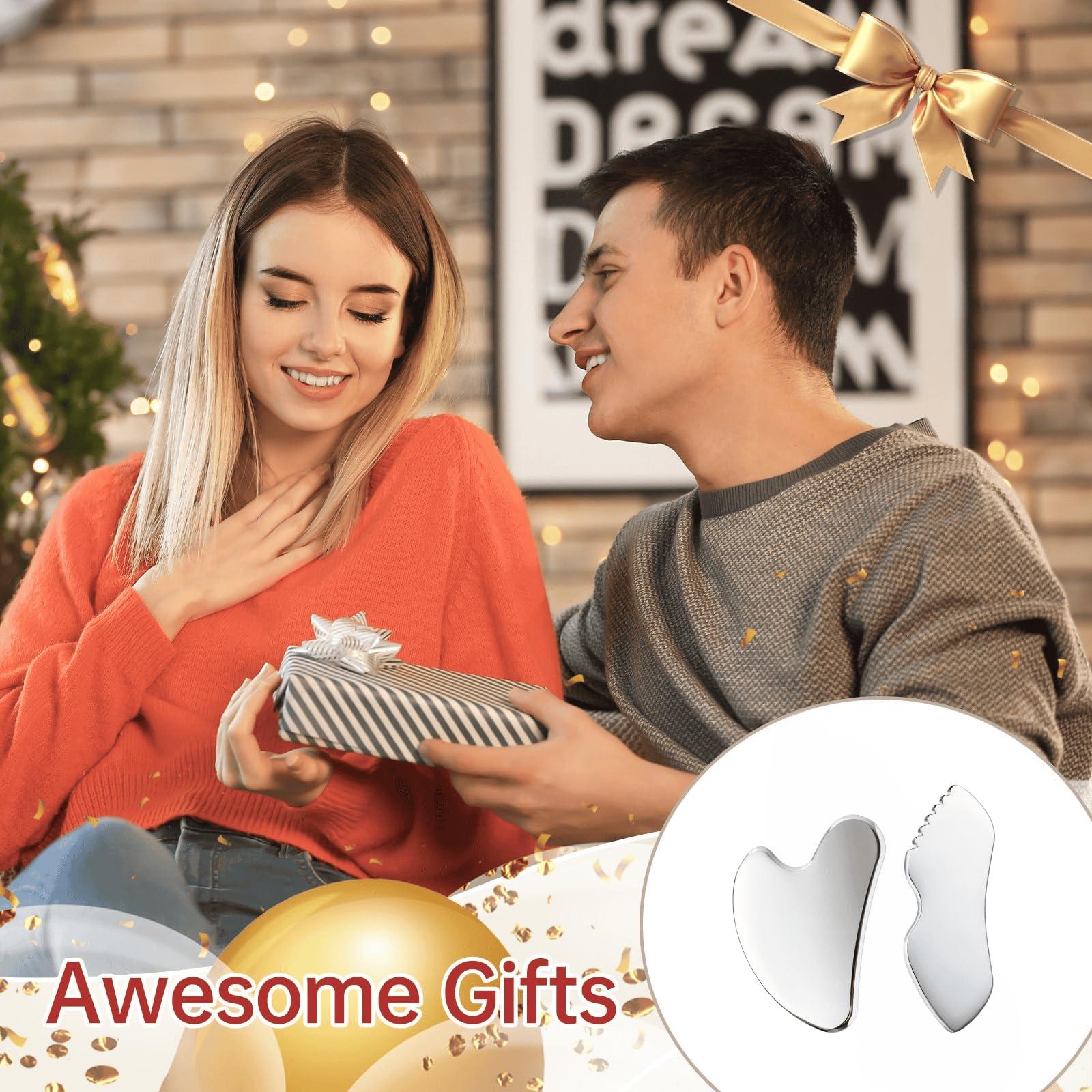 ALOYGUZ ALOYGUZ Stainless Steel Gua Sha Set Face Massager Metal Gua Sha Facial Tools Body Lymphatic Drainage Massager Face Guasha Face Sculpting Tool Skin Care Set Gifts for Women for Christmas