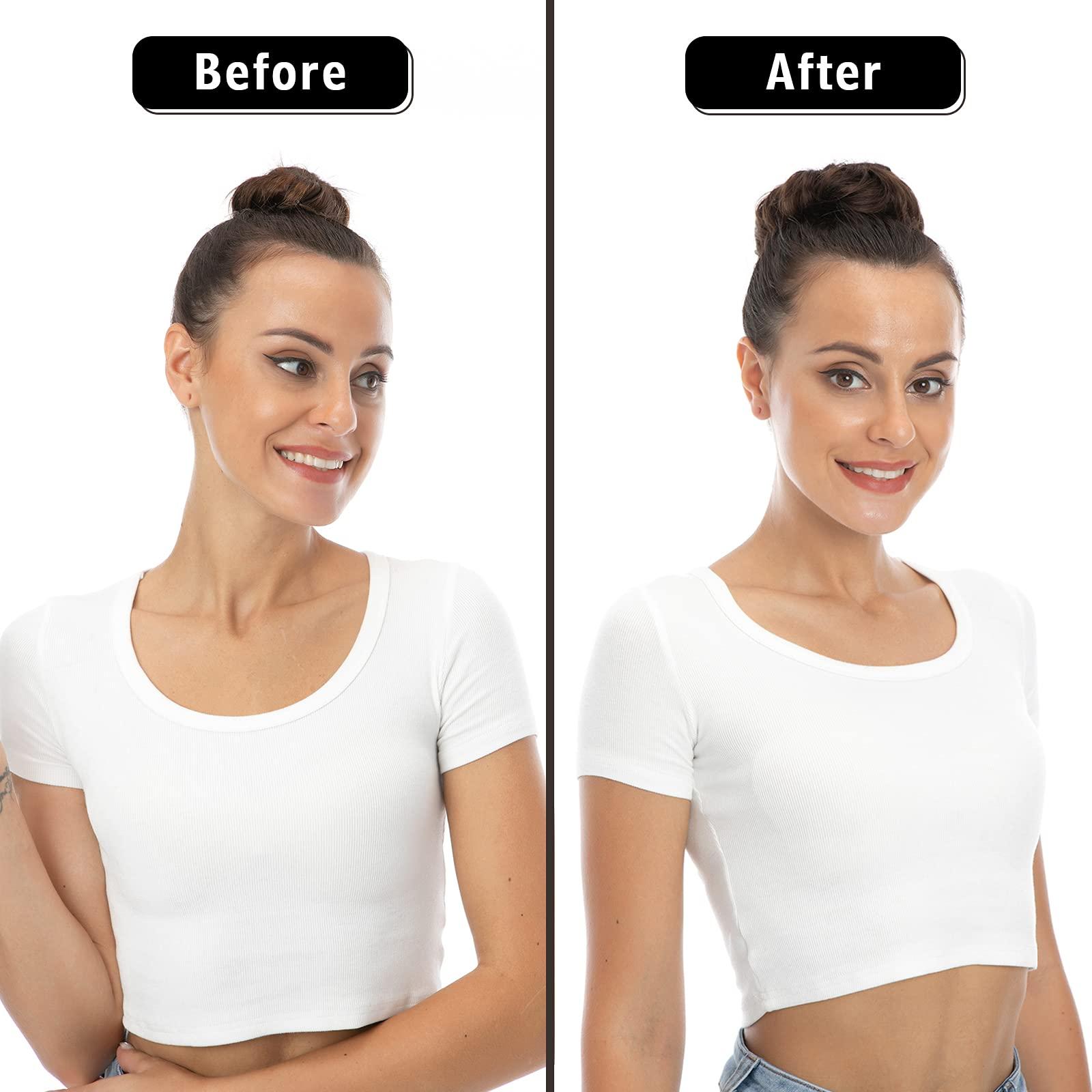 Bella Hair Bella Hair 100% Real Human Hair Scrunchie Messy Bun Hair Pieces for Women, Natural Looking Elastic Wavy Curly Up-Do Chignon Extensions (#1B Natural Black)