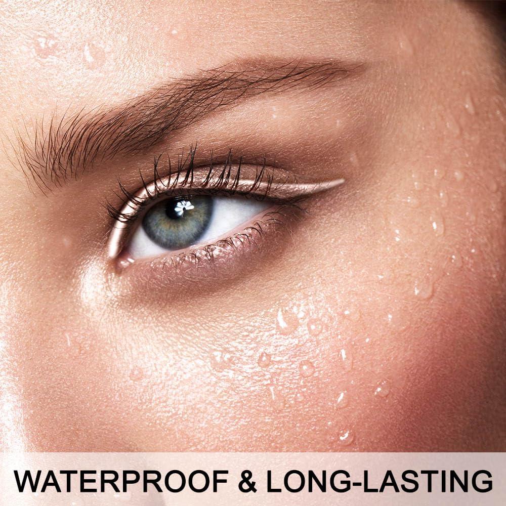 Kaely Kaely 2Pcs Nude Waterline Pencil Eyeliner, Sharpenable Multi-Use Gel Eyeliner Pencil, Eye Liner Waterproof Smudge proof, Smooth Eye Makeup Liners, delineador de ojos contra el agua, 03+03