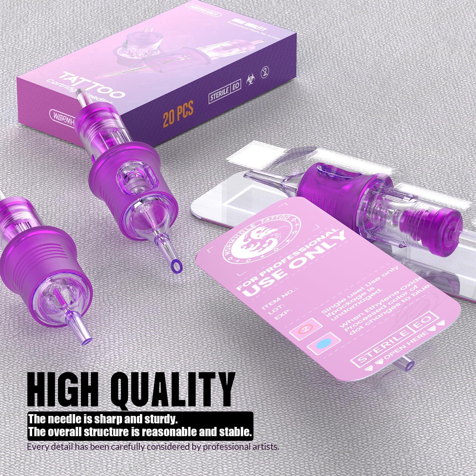 Wormhole Tattoo Tattoo Needles, Wormhole Tattoo Cartridge Needles 20pcs 5RL Disposable Tattoo Needle Cartridges Round Liner for Rotary Tattoo Machine Gun Cartridge Machine Permanent Makeup (1205RL)