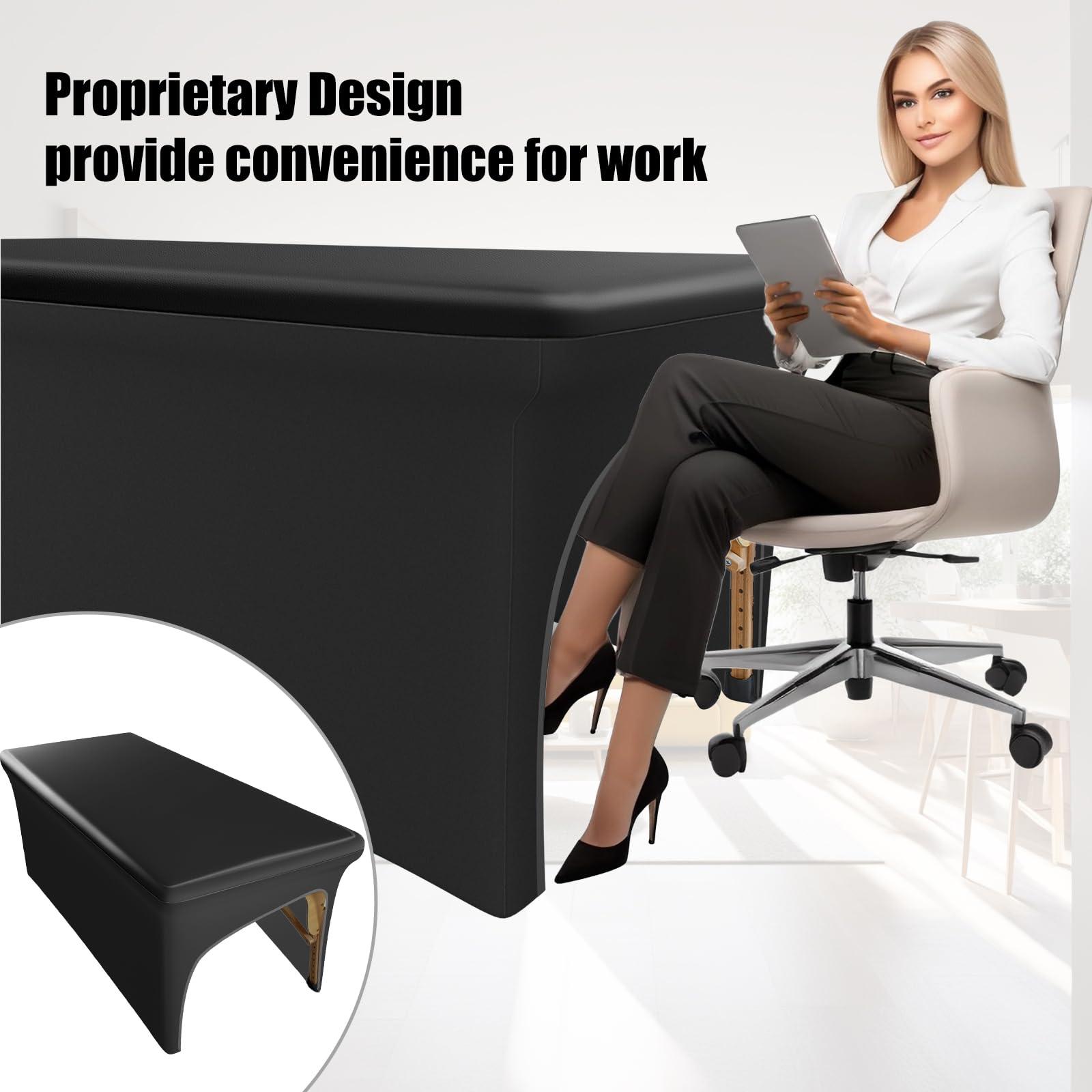 KIDOACOW KIDOACOW Leather Massage Table Cover Wipeable Massage Bed Cover Protector, Reusable & Waterproof Lash Bed Cover Fitted, Odorless Vegan Leather Spa Salon Bed Cover (Black Tablecloth for 6FT Table)