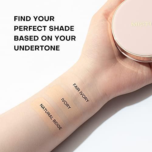 Mistine MISTINE Cushion Foundation Breathable Medium Coverage with Satin Finish,Long-Lasting, Oil-Moisture Balance Foundation Makeup,Contains Beauty Serum for Combination Skin,Refill Included,Ivory