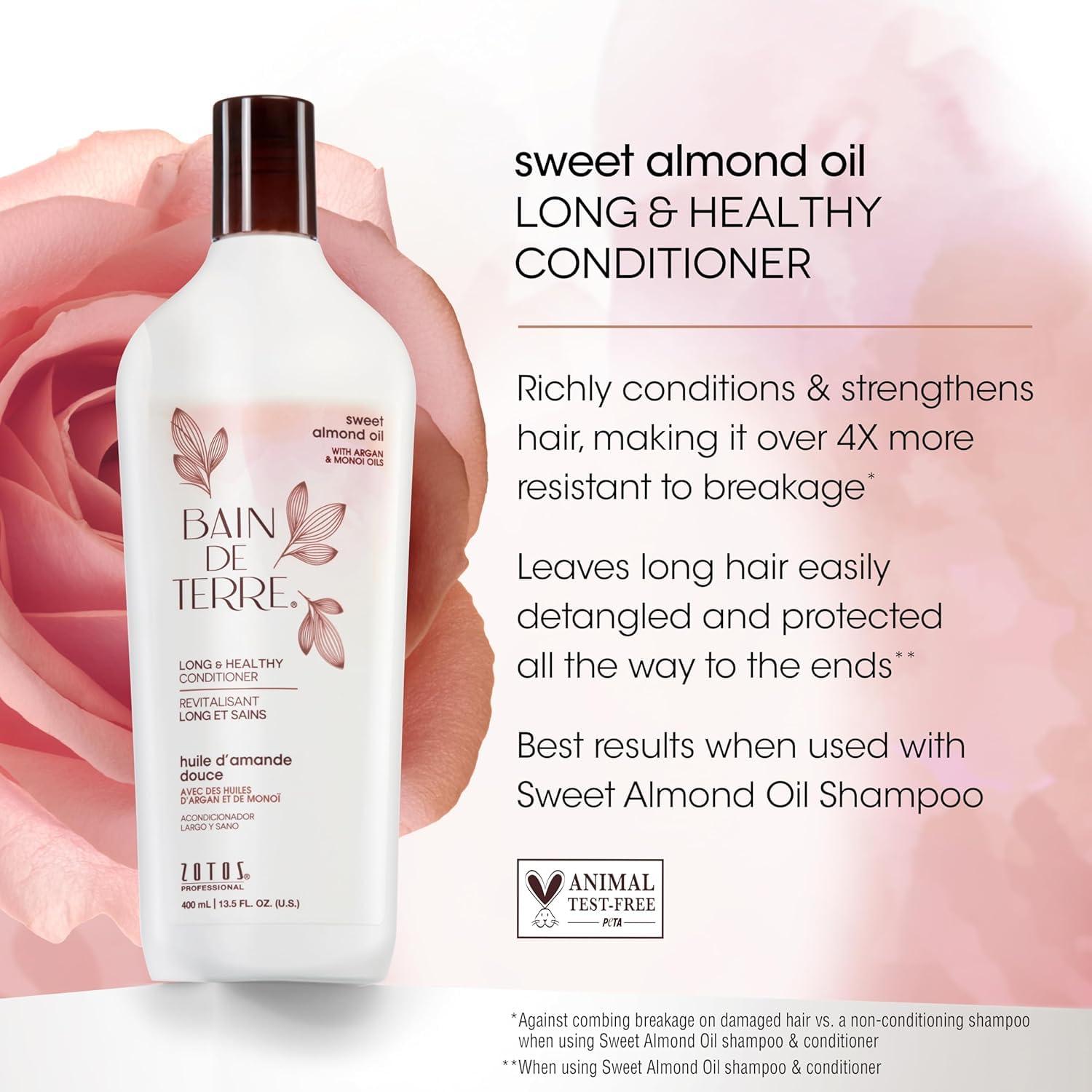 Bain de Terre Bain de Terre Long & Healthy Shampoo and Conditioner Set | Sweet Almond Oil | Fortifies & Strengthens Long, Growing Hair | Paraben Free | Color-Safe | 13.5 Fl Oz