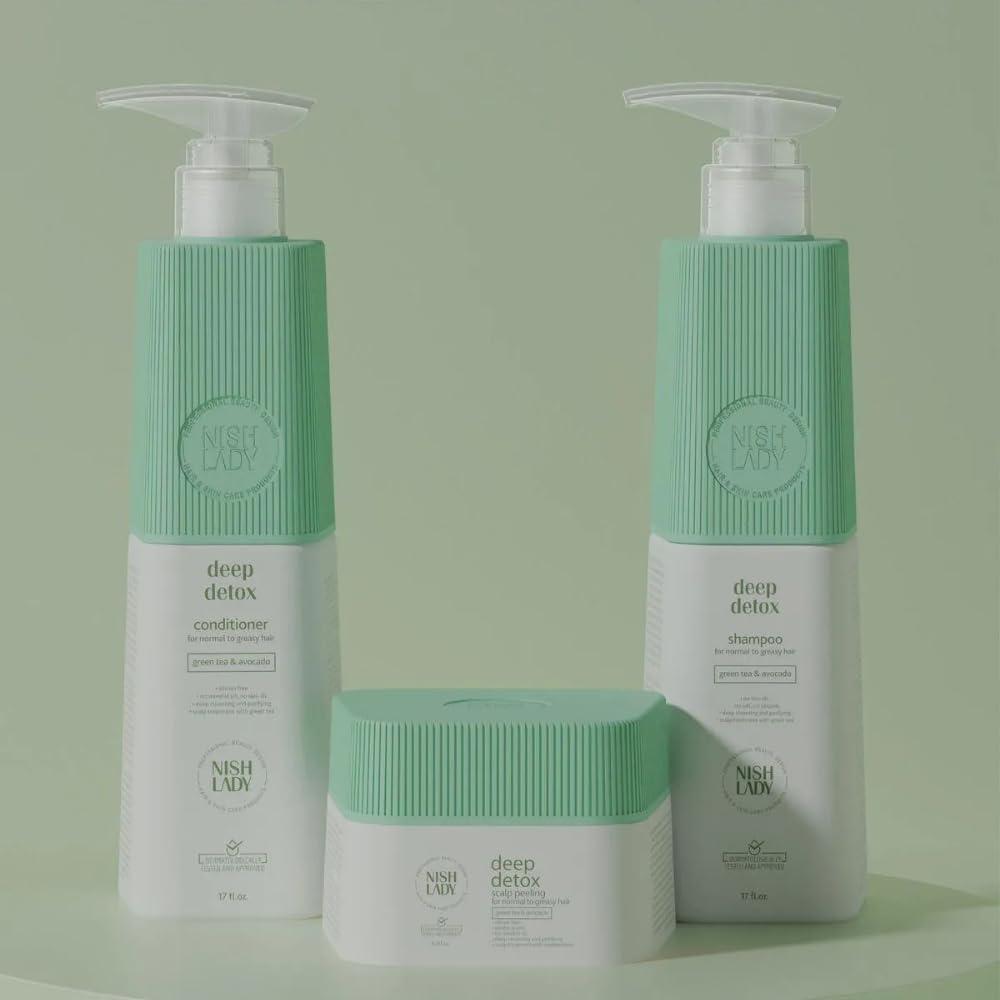 Nishlady Nishlady Deep Detox Clarifying Shampoo for Normal to Greasy Hair, 503 ml | Green Tea & Avocada Extracts (Conditioner)