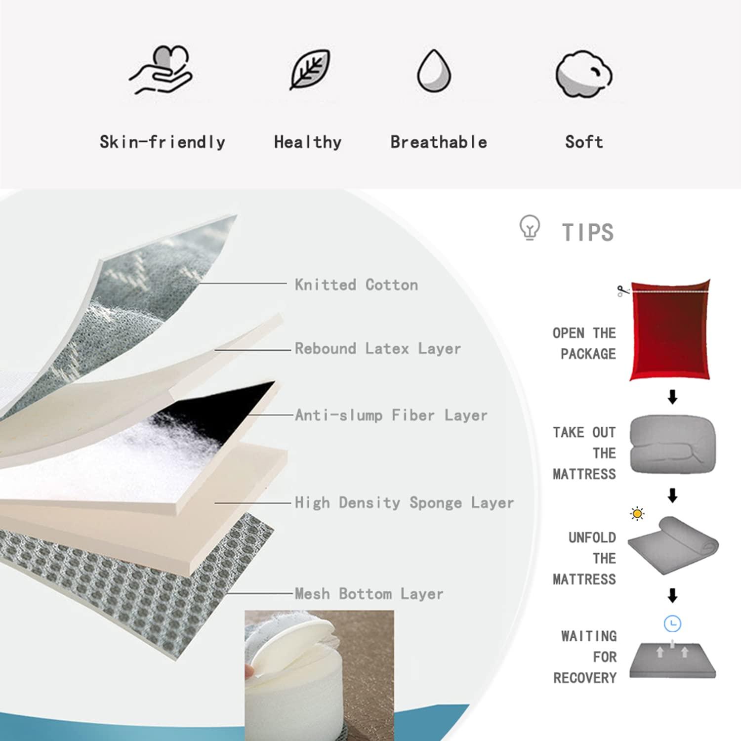 NinthAvenue Basics Massage Table Mattress Pad with Round Head Memory Foam Mattress Topper for Spa Bed Professional Massage Accessories Non-Slip Beauty Bed Mattress with Breathing Hole,Beige,70x185cm