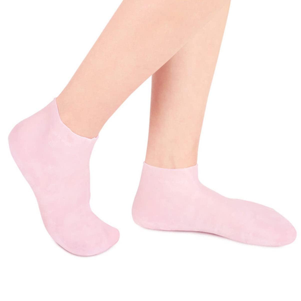 WOONEKY WOONEKY 1 Set Hydrating Sock Gloves Foot Care Socks Moisturizing Soften Socks Exfoliating Gloves Sock Spa Socks Gloves Cracked Foot Socks Full Finger Waterproof Gloves Gel Pink Sebs