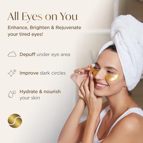 PLANTIFIQUE PLANTIFIQUE Gold Under Eye Patches for Puffy Eyes and Dark Circles 5 Pairs Under Eye Masks for Dark Circles and Puffiness Eye Gels with Collagen & Caffeine Eye Patches Gold Eye Mask Skincare