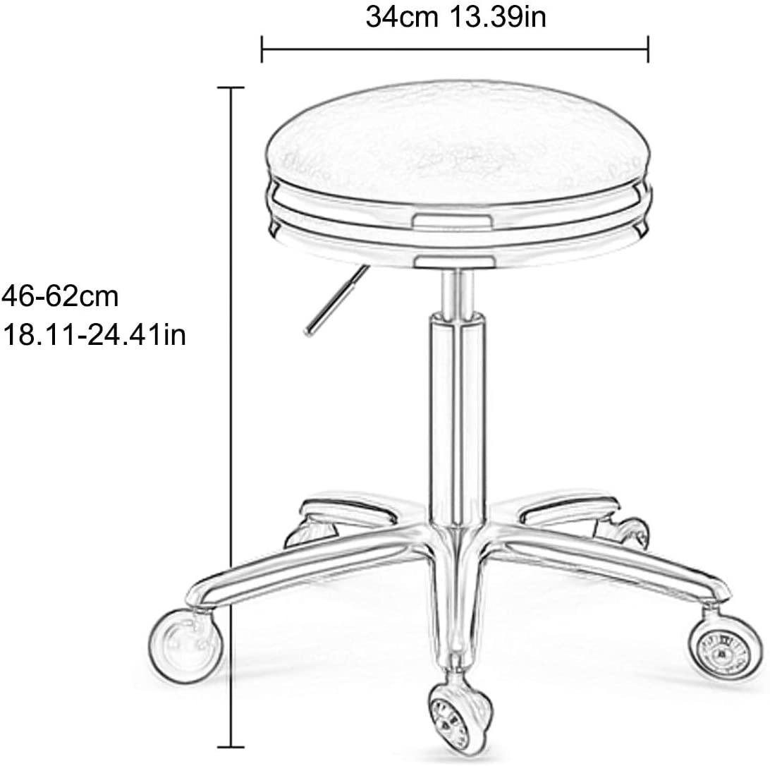 DYCIN Rolling Stools with Wheels Heavy Duty Stainless Steel Hydraulic Rolling Salon Stool, Leather with Handle Height Adjustable Beauty Swivel Stools, for Shop Drafting Work Office Tattoo Stool