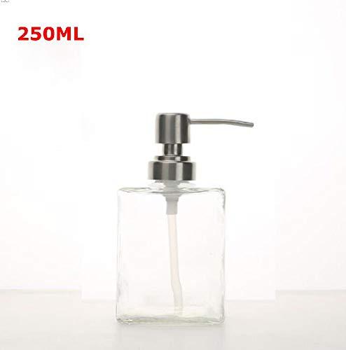 ASTRQLE 1PC Transparent Square Glass Empty Pump Dispenser Bottles Jar Pot Container For Body Wash Shower Bathroom Liquid Lotion Cosmetic Cream Makeup Foundations(250ML / 8oz)