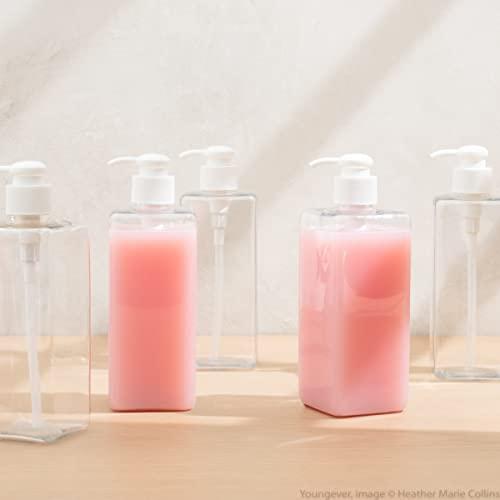 Youngever Youngever 5 Pack 16 Ounce Plastic Pump Bottles, Refillable Square Plastic Pump Bottles for Dispensing Lotions, Shampoos and More (Clear)