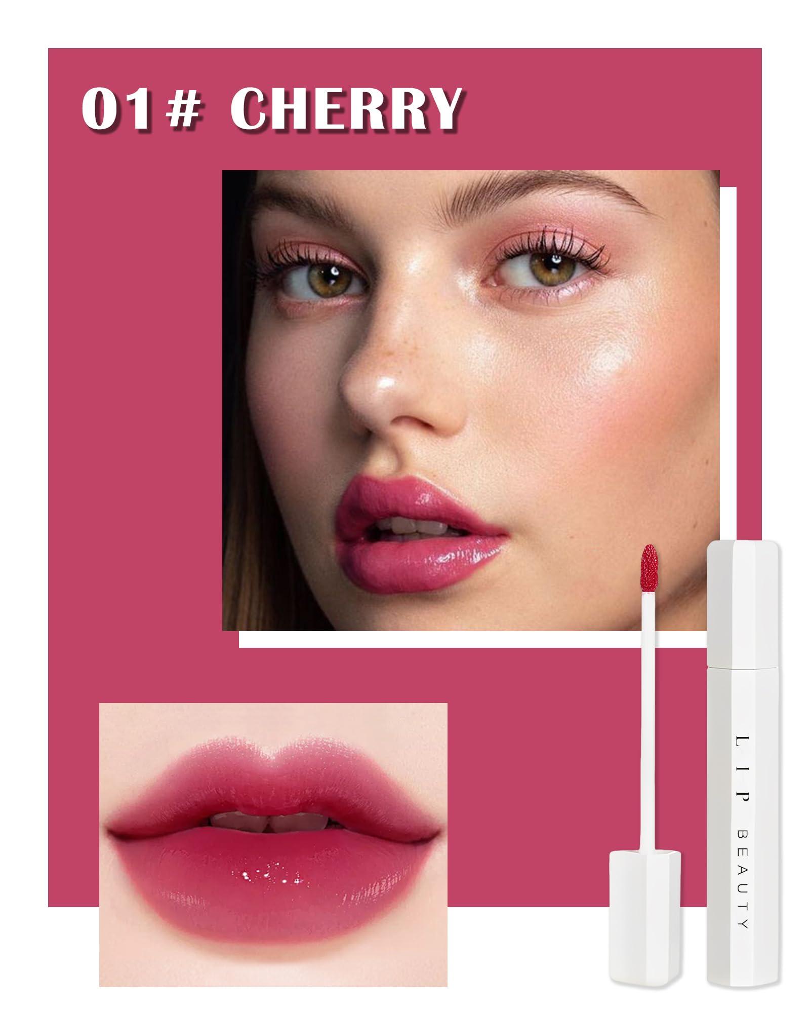 LYSdefeu Moisturizing Lip Tint Stain, Velvet Water Lip Tint Liquid Lipstick Makeup, Vivid High Pigment & Non-Sticky & Non-Transfer Wear Lip Gloss Oil for Lasting All-Day Beauty, Multi-use Lip & Cheek Tint- 01#