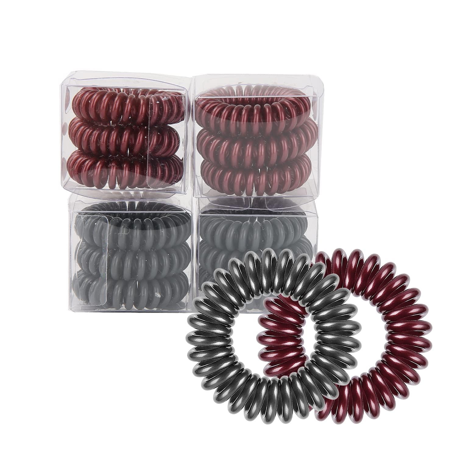 Swanliss Spiral Hair Ties, waterproof No Crease Coil Hair Ties, Phone Cord Hair Ties for Thick Hair, for women Ponytail Holder Elastics (FQ-06)