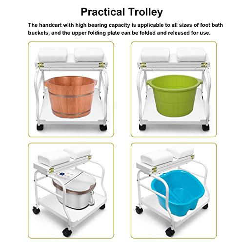 Elitzia Beauty Salon Nail Or Foot Bath Spa Portable Esthetician Trolley Cart for Foot Rest Pedicure Manicure Funiture Massage Table Salon Supplies 2 Way Use 2 Color Option Elitzia (White 2pcs)
