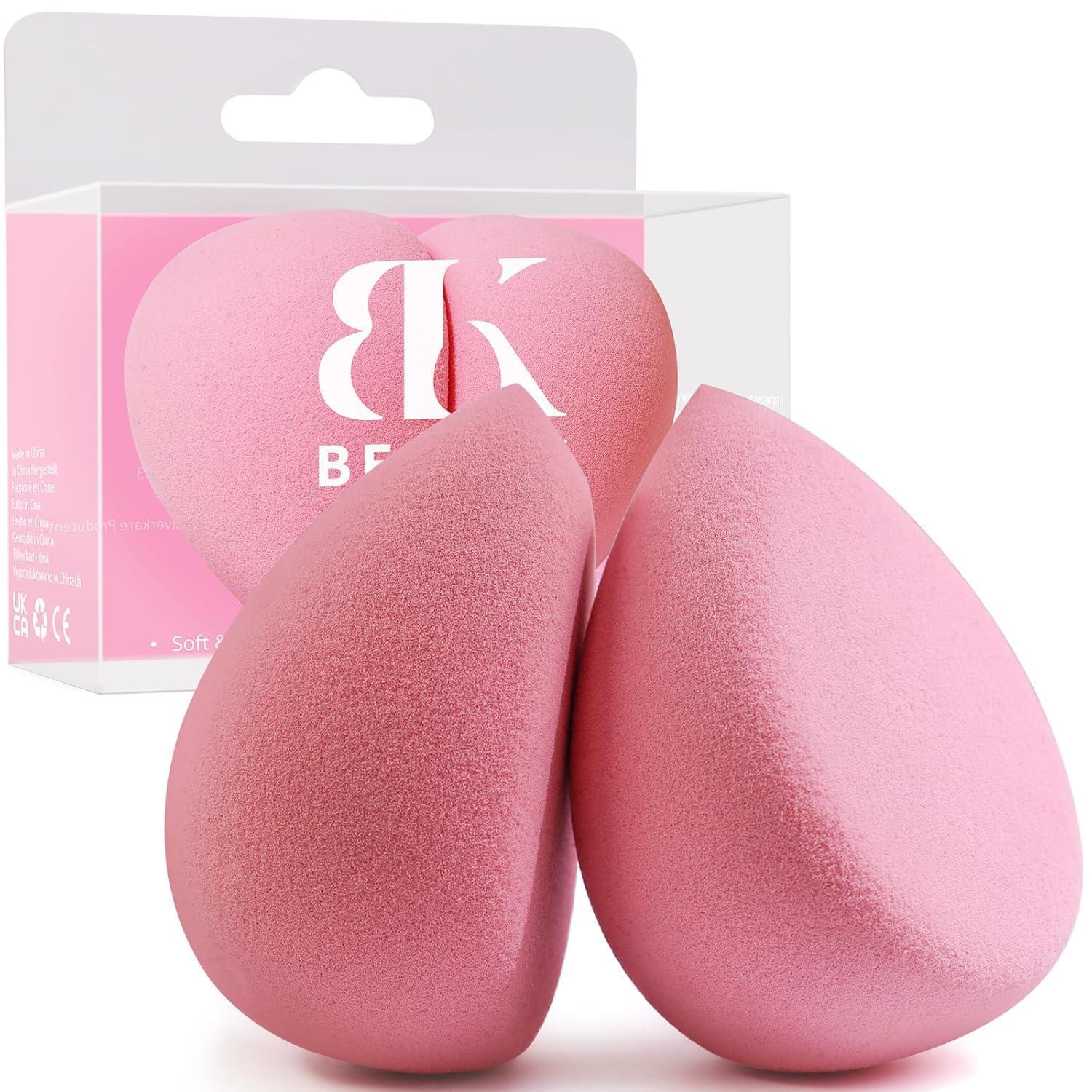 BEAKEY BEAKEY Flat Duo Patented Makeup Sponge Set of 2, Latex Free Pink Beauty Sponge for Foundation and Powder Application, Soft Blending Sponge, Large Flat Design, Beauty Gift for Makeup Lovers