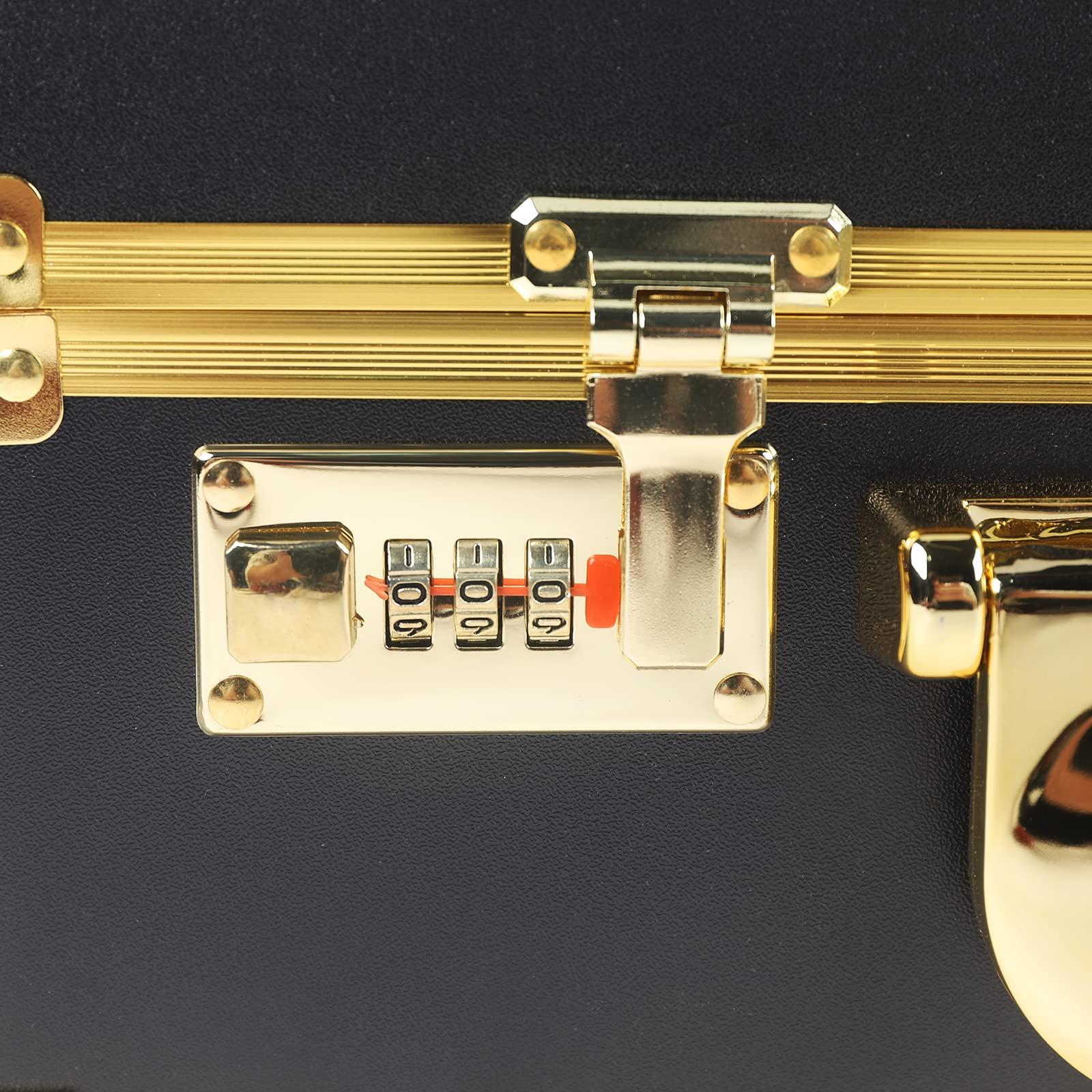 Fetcoi Fetcoi Barber Case Barber Carrying Case, Portable Hairdressing Tool Storage Barber Suitcase Barber Tool Box with Lock for Scissors Clippers Barber Supplies (Gold)