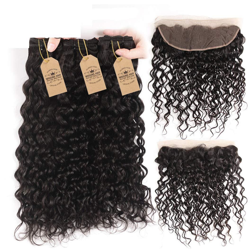 SSJFZM Hair Water Wave Bundle With Closure Frontal 3 Bundles Malaysian Hair Bundles With Closure Remy Human Hair Weave 4 Pcs 20 20 22 & Closure18