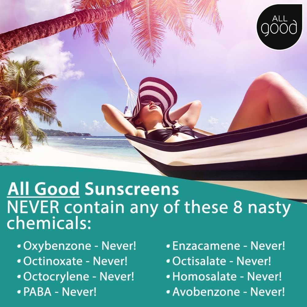 All Good Makes Everything Better All Good Sunscreen - Sport Mineral Sunscreen Lotion, Reef Friendly, SPF 30+ for Face & Body, Water & Sweat Resistant (3 oz)