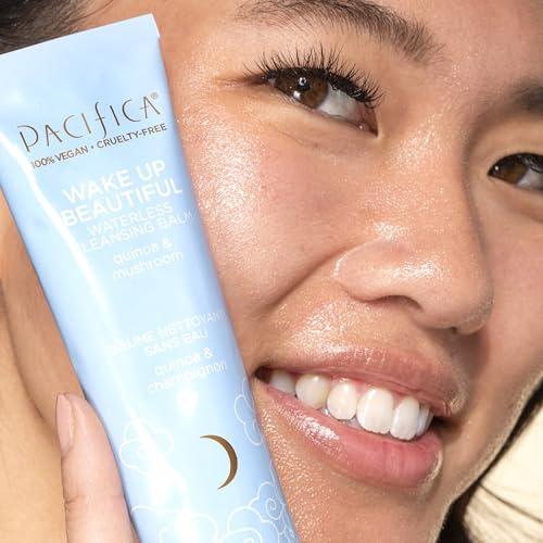 Pacifica Pacifica Wake Up Beautiful Cleansing Balm & Makeup Remover - 2-in-1 Waterless Face Cleanser for Dry & Sensitive Skin, Hydrating No-Rinse Balm Dissolves Stubborn Makeup, 2.5oz