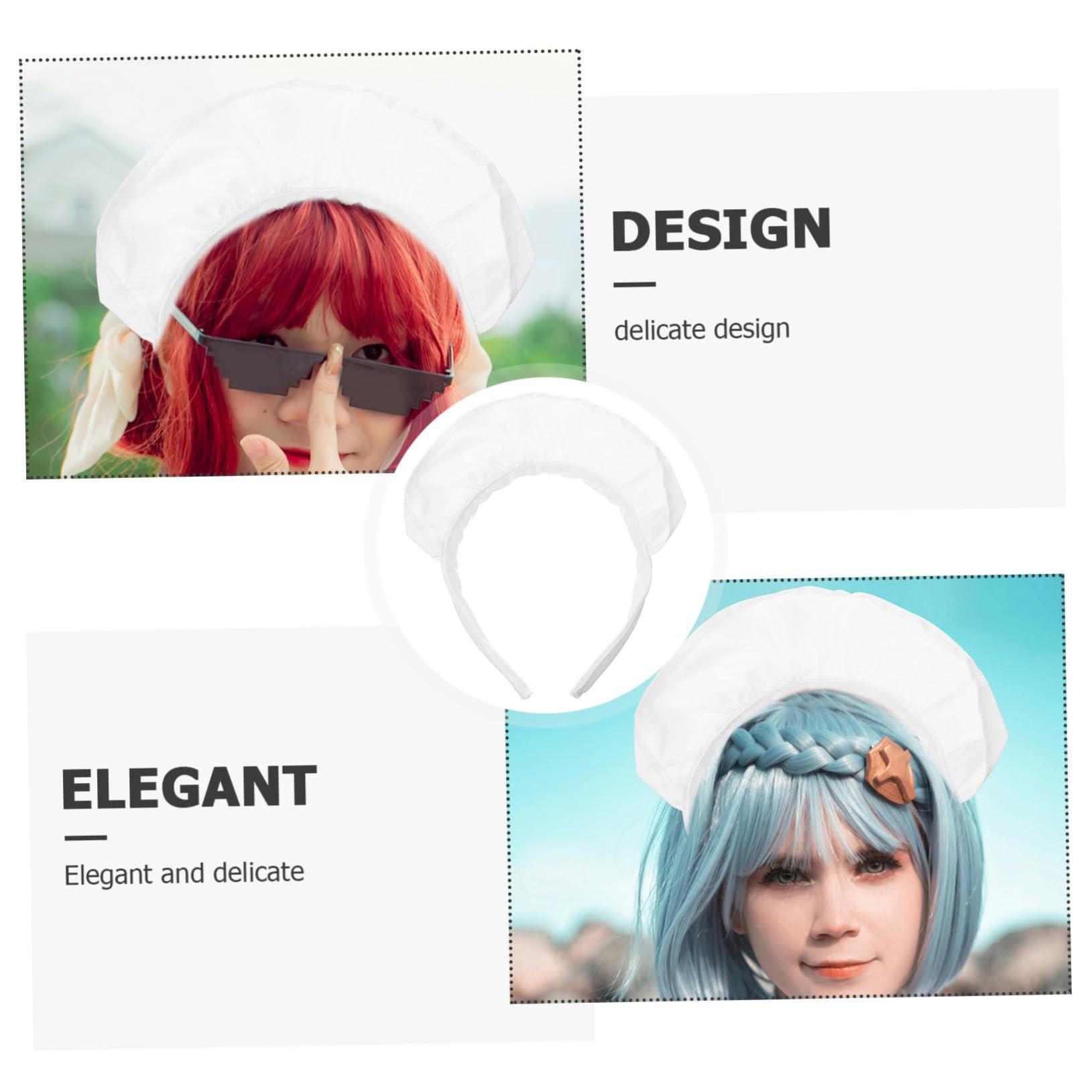 PLAFOPE PLAFOPE Head Ornaments for Women Maid Headband Hair Band Lace White Headpiece for Birthday Party Cosplay Party Headband