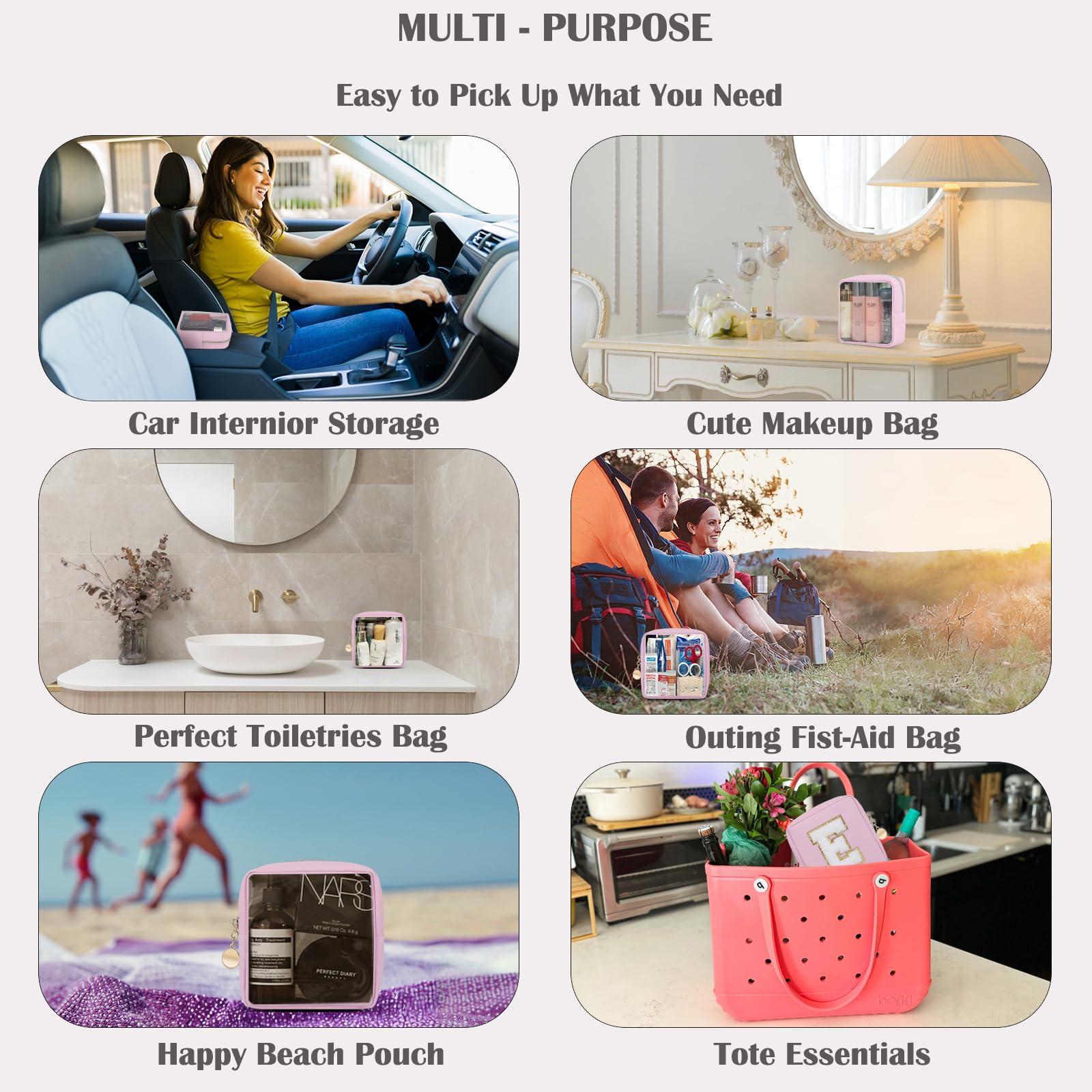 CHICREEN CHICREEN Personalized Initial Clear Bags Set, Clear Cosmetic Bags,Make Up Pouches, Clear Pouch for Organization, Clear Toiletry Travel Bag,Gifts for Women