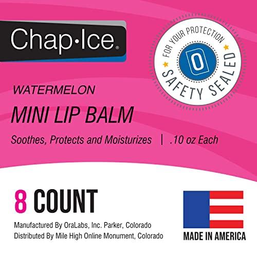 CHAP-ICE Chap-Ice® | Watermelon Moisturizing Lip Balm with Mineral Oil | Lip Balm Pack for Dry, Cracked Lips | Made in USA | 8-Count Watermelon Flavor (0.15oz/4.25g)