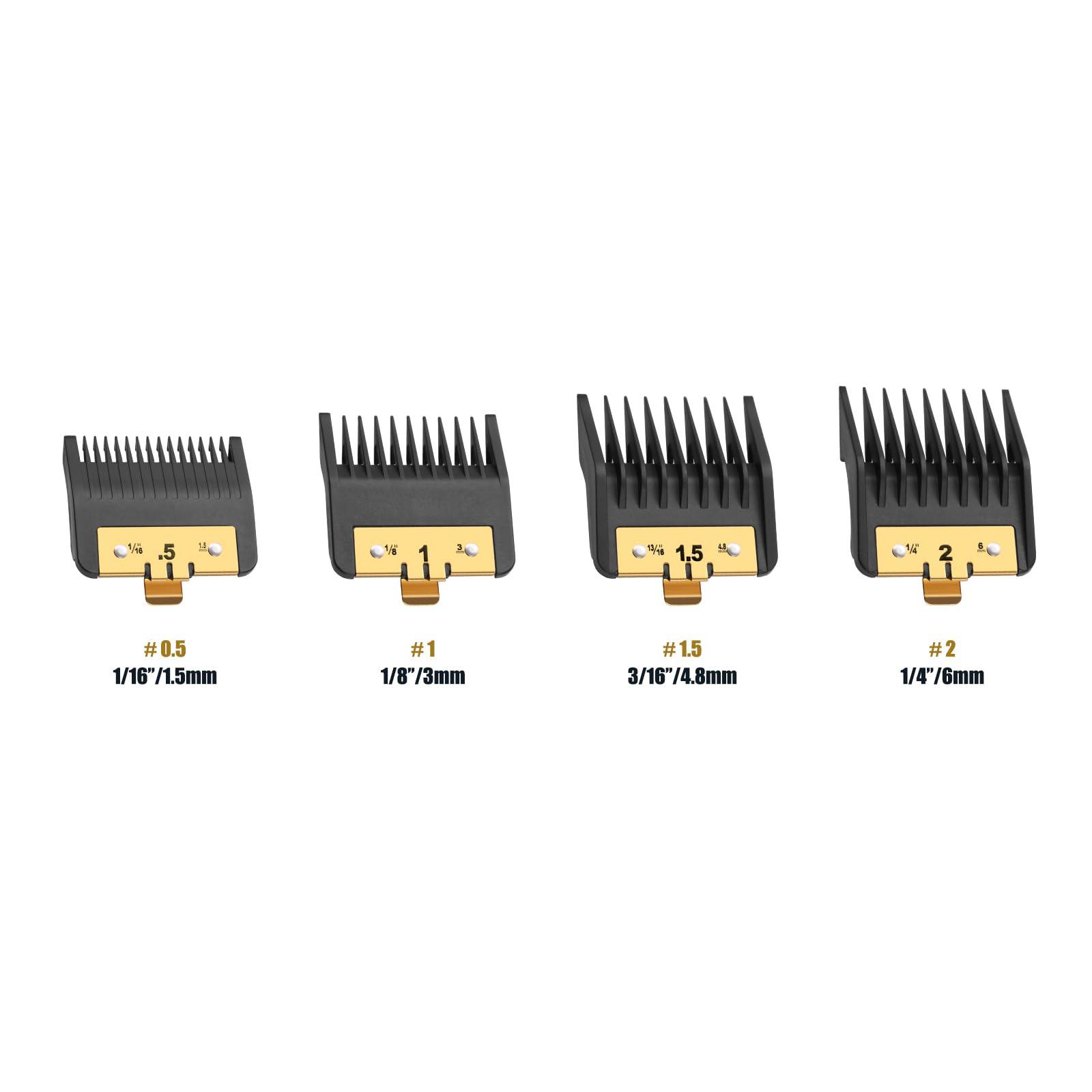 Audoc 4PCS Premium Clipper Guards with Metal Clip compatible with BaBylissPRO Barberology Comb Set,Cutting Lengths 1/16-1/4 , for Babyliss Clipper Guards-Fits FX870FX890FX825 and FX673 Clippers