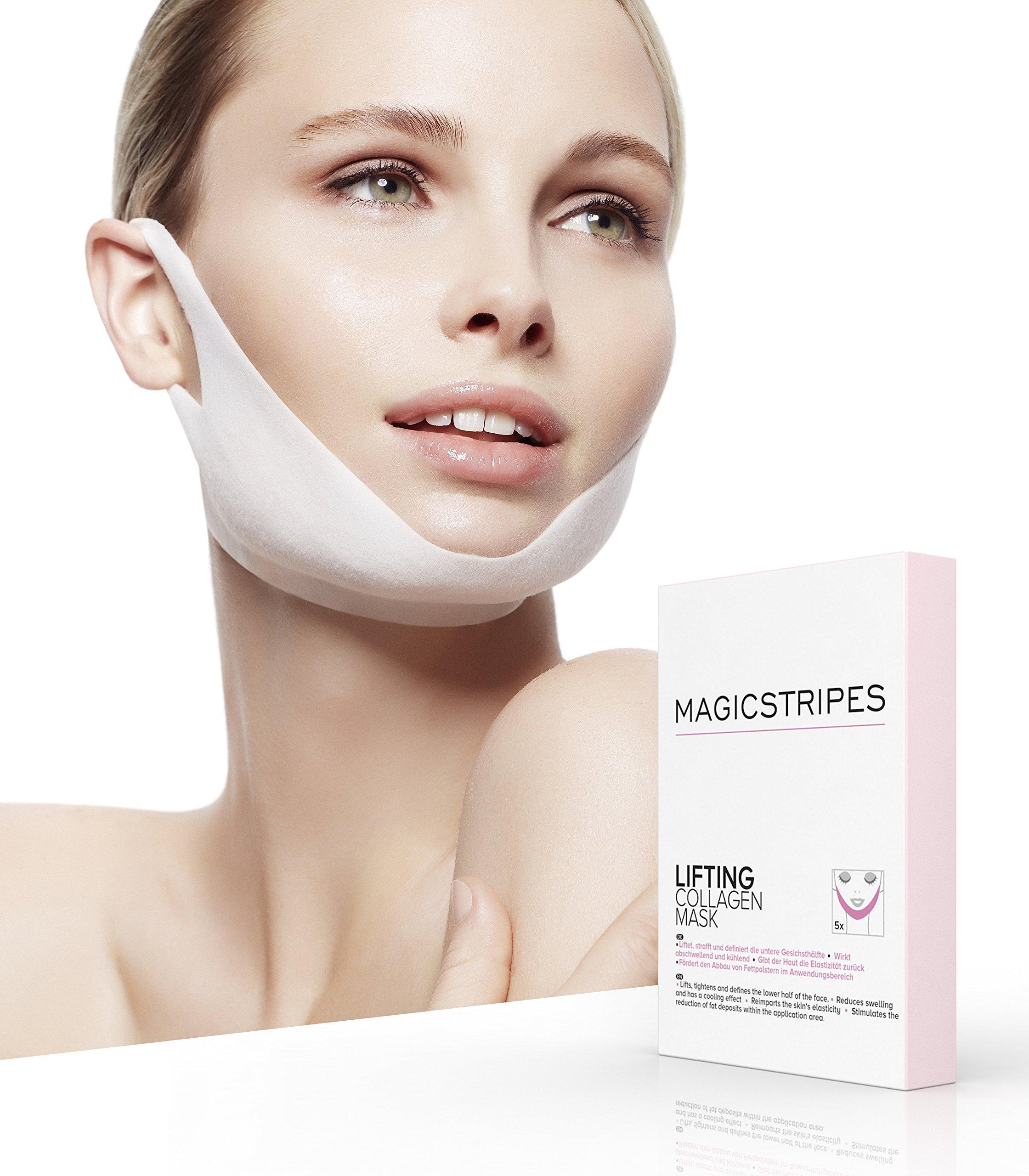MAGICSTRIPES MAGICSTRIPES Lifting Collagen Mask - V Line Mask, Double Chin Reducer Lifting Face Mask, V Shape Slimming Facial Mask (BOX - 5 Masks)