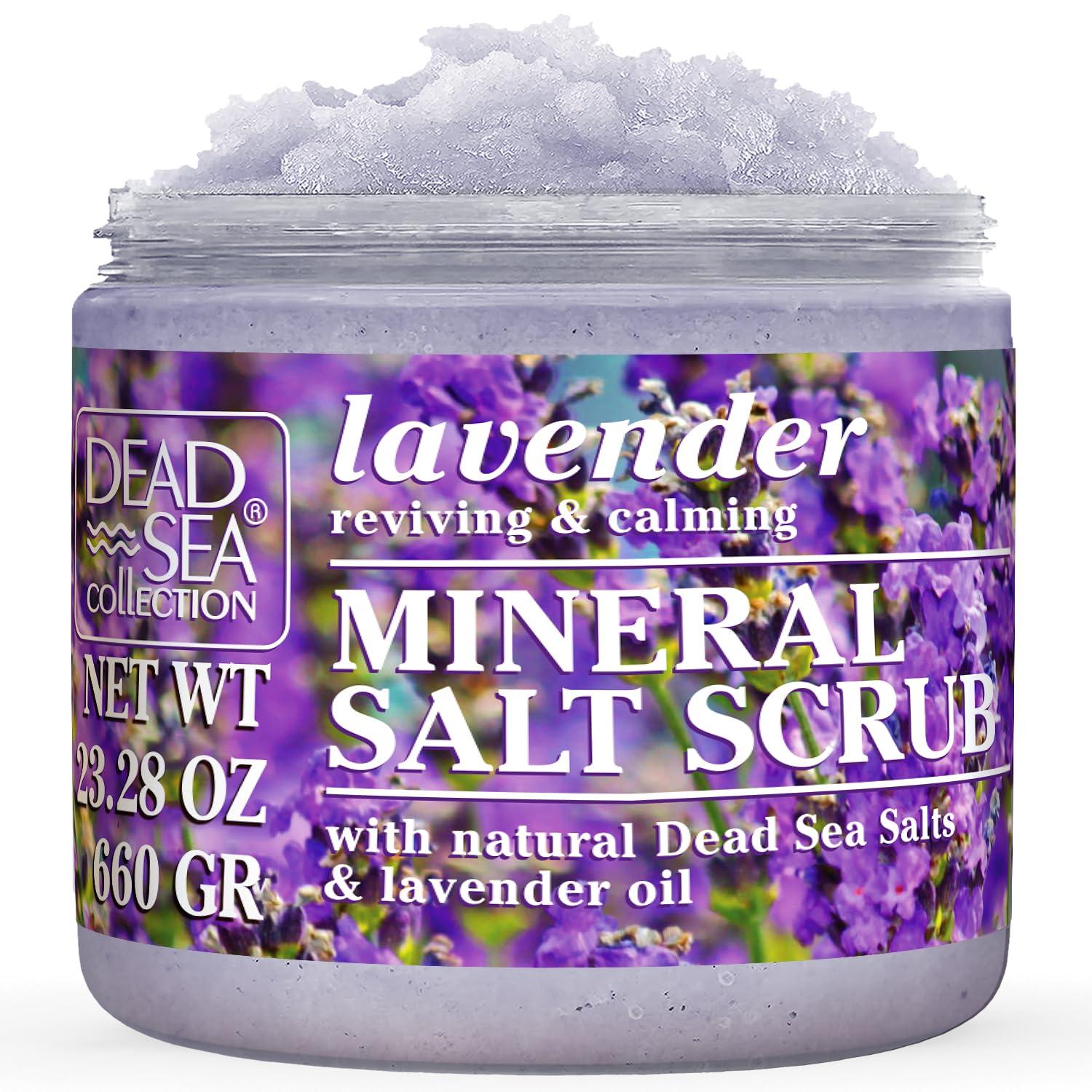 Dead Sea Collection Dead Sea Collection Lavender Salt Scrub  Exfoliating Body Scrub for Women  Moisturizing and Nourishing Skin  with Pure Oils and Dead Sea Minerals (23.28 Oz)