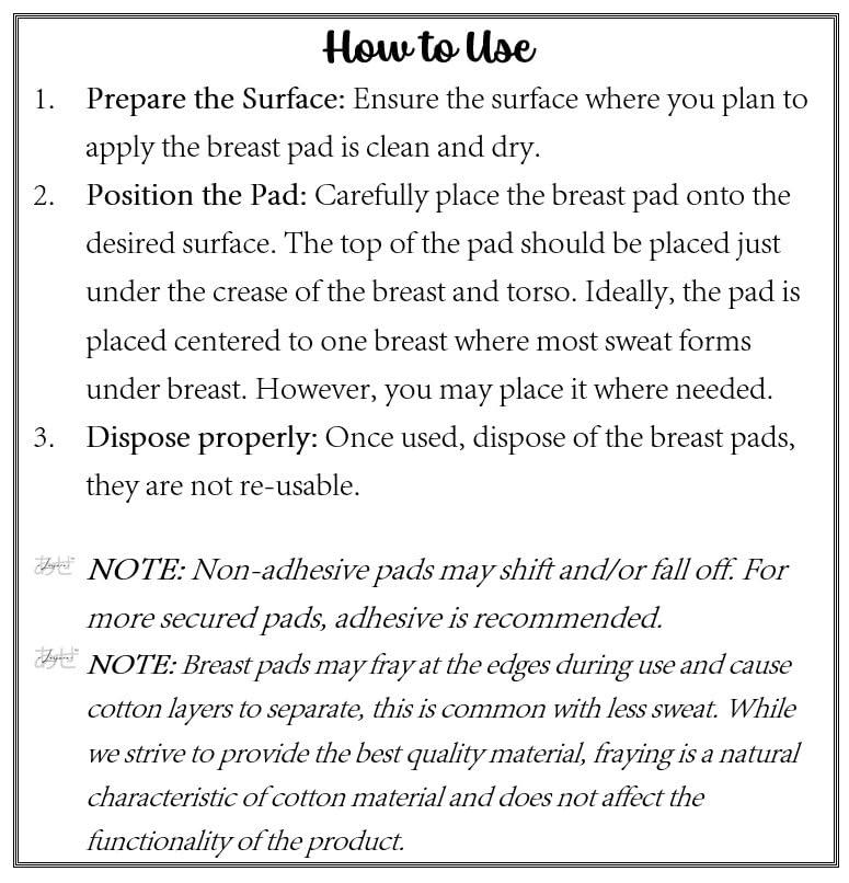 Leisure Leisure Breast Sweat Pads, 100% Cotton Disposable Under Breast Liner, 10 Pieces (Non-Adhesive) (Medium), White