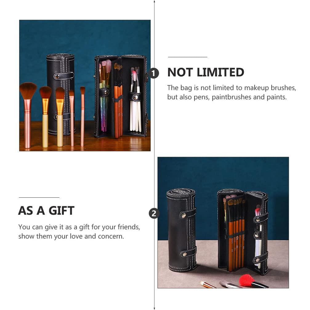 HEALLILY Makeup Storage Organizer Box Makeup Brush Rolling Case Makeup Brush Bag Holder Cosmetic Bag Organizer Travel Portable Cosmetics Case Black Travel Toiletry Bag