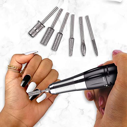 Makartt Portable Black Nail File Kit with Nail Drill Bit - 3XF Nature Nail Buffer Bit Bundle