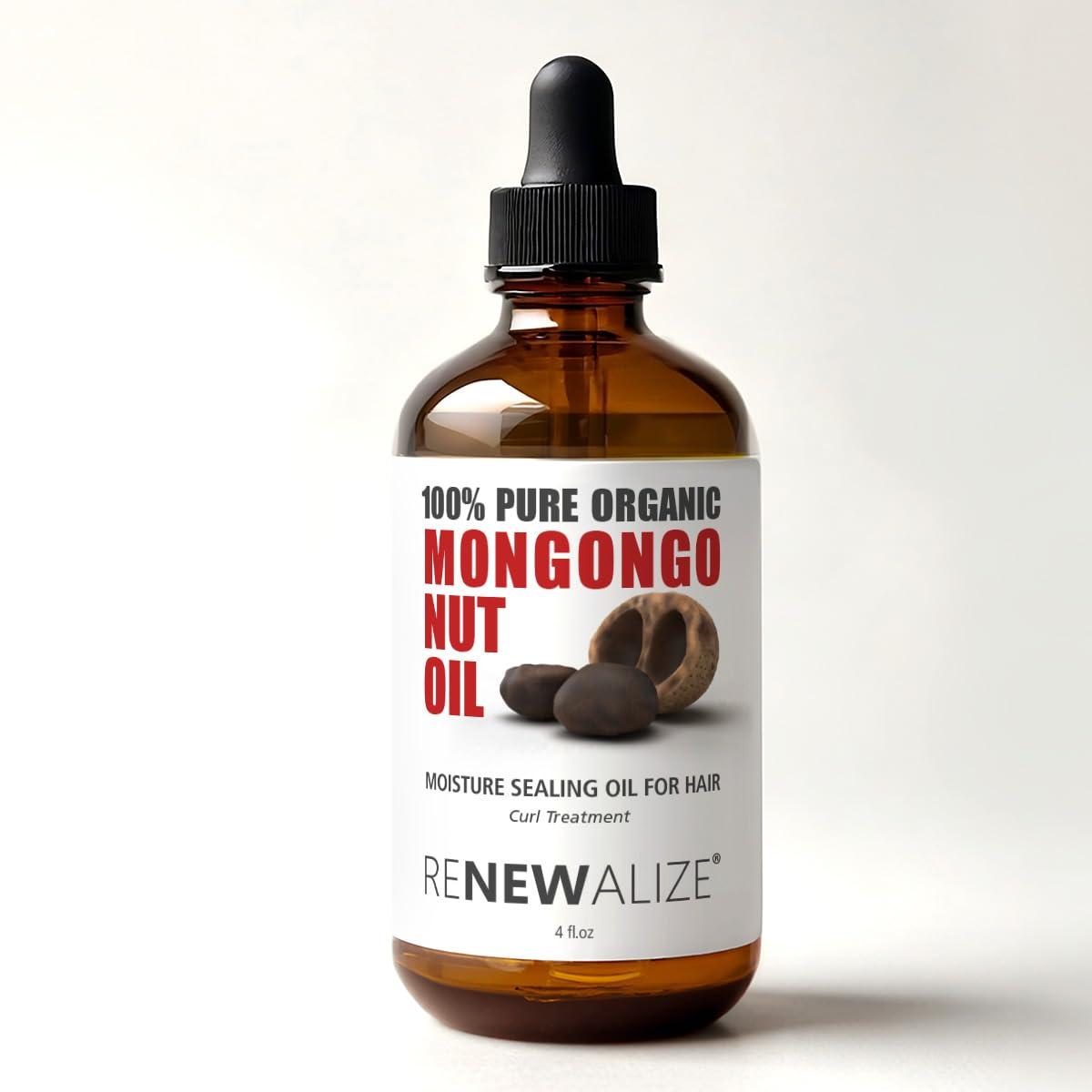 Renewalize Organic Mongongo or Manketti Nut Oil | Seals in Moisture and Protects Curly Hair from Heat | 100% Pure Cold Pressed Mongongo Oil with Spray Nozzle | Treatment for Frizz and Boosts Shine