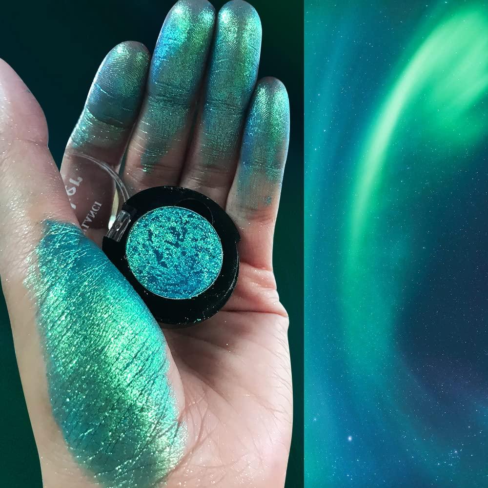 Afflano Afflano Multichrome Green Red Eyeshadow 2Pcs., Highly Pigmented Multichrome Eyeshadow Palette, Color Changing Forest Green Glitter Eyeshadow, Dark Red Makeup Eye Shadow, Multi-Dimensional Eyes Look